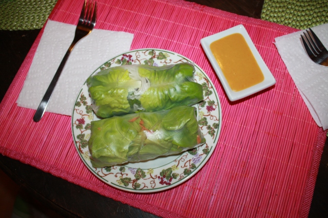 spring rolls and dipping sauce